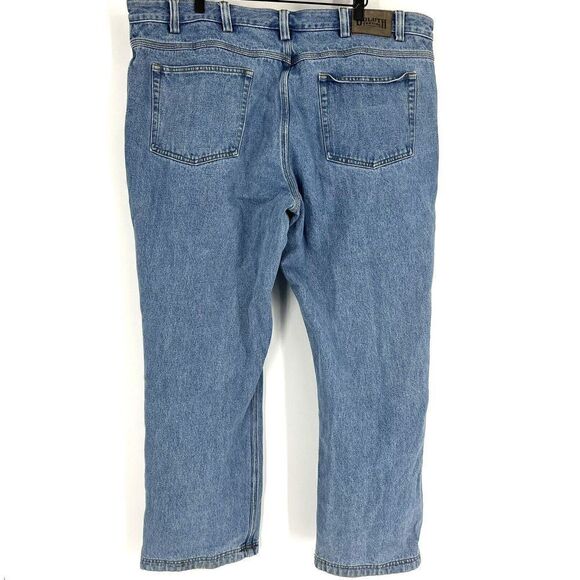 Duluth Trading Jeans Size 44x30 Mens Blue Ballroom Flex Straight Leg Medium Wash - Picture 5 of 9